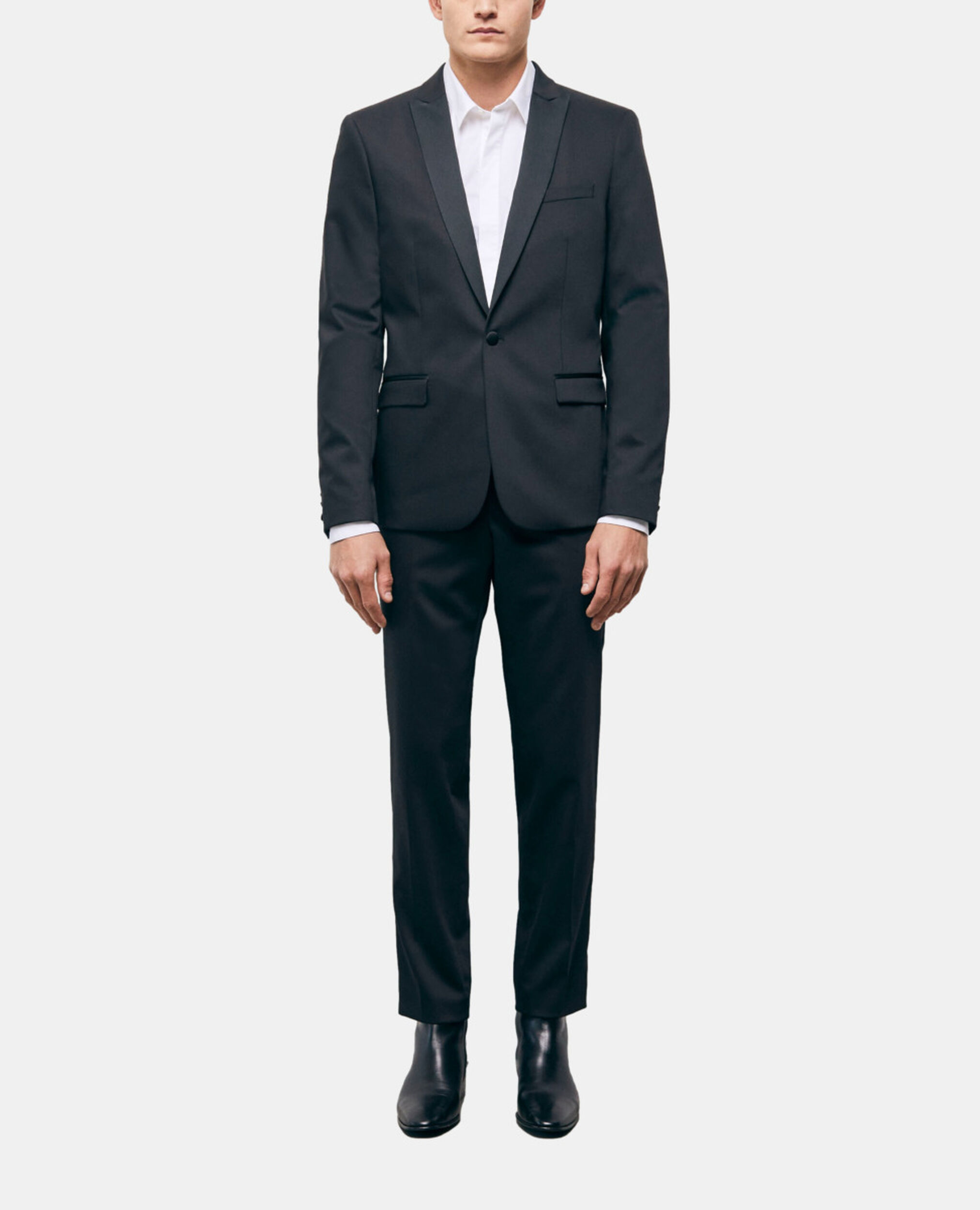 Schwarze Smokingjacke aus Wolle, BLACK, hi-res image number null