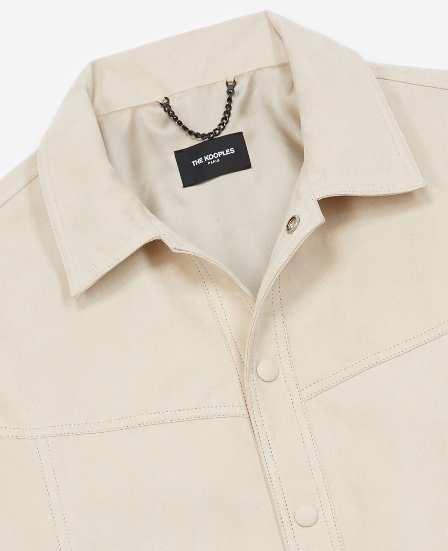 suede-like beige leather shirt w/buttons
