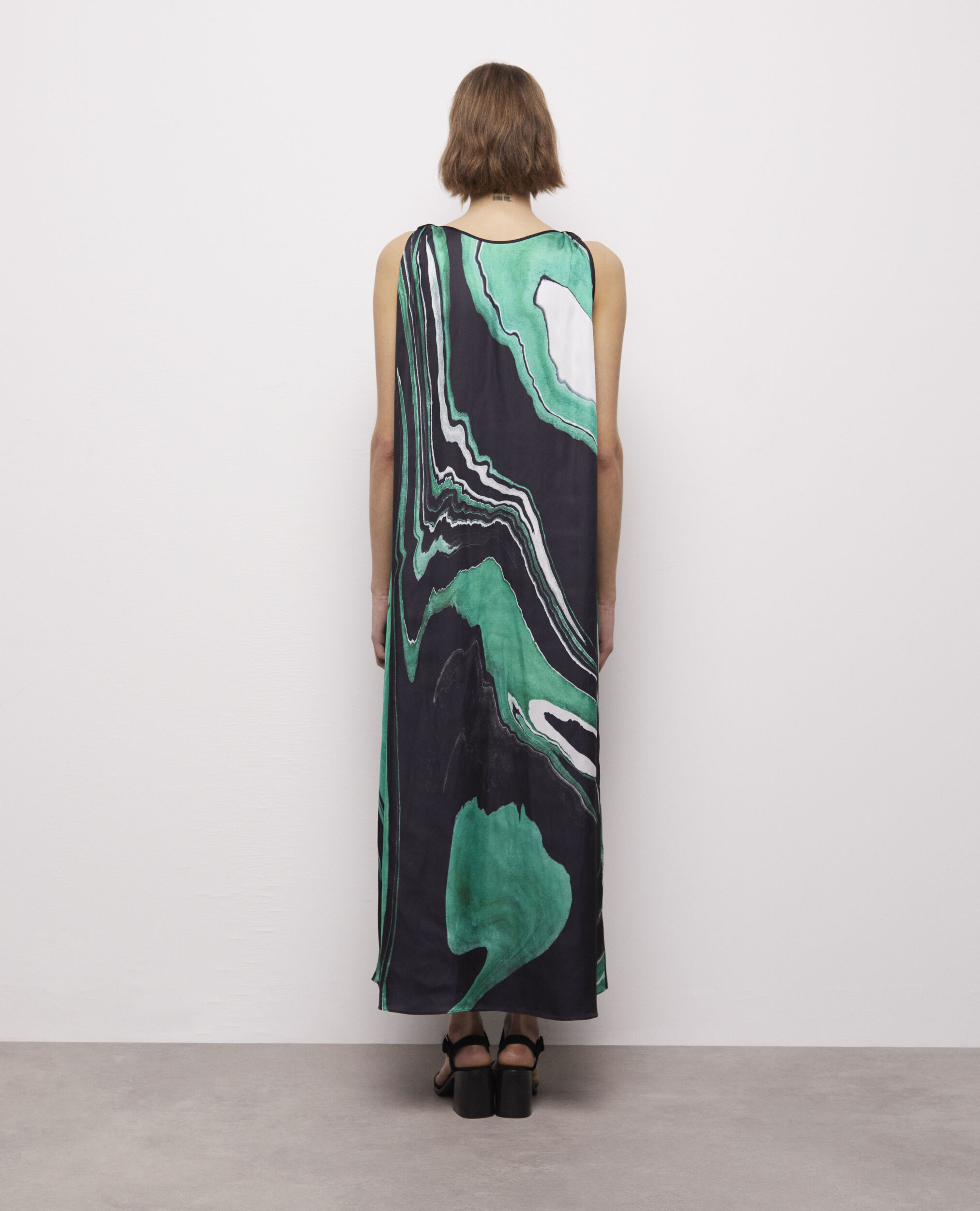 Printed long dress, BLACK / GREEN, hi-res image number null