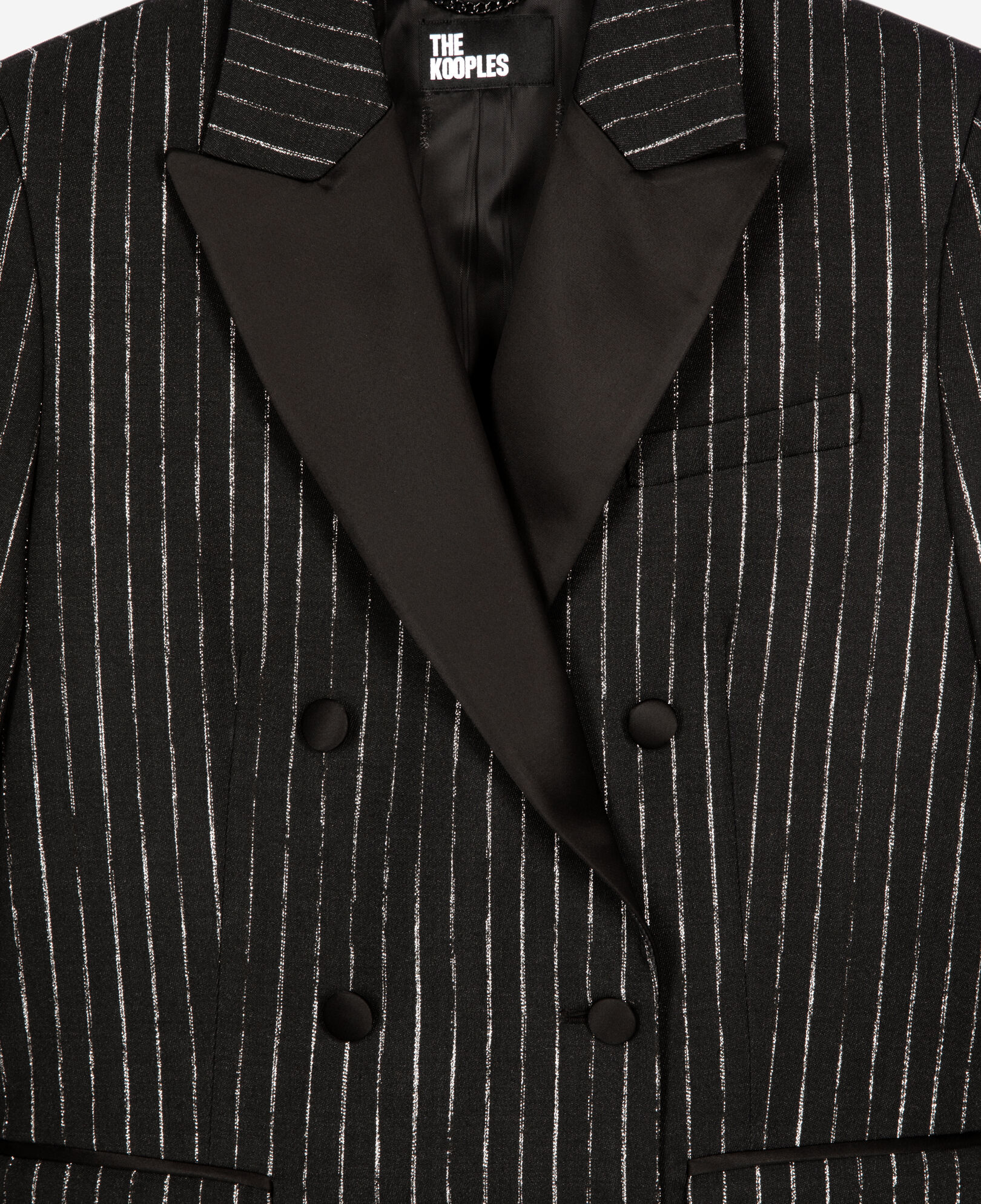 The Kooples FEMME BLACK veste tailleur à rayures noire
