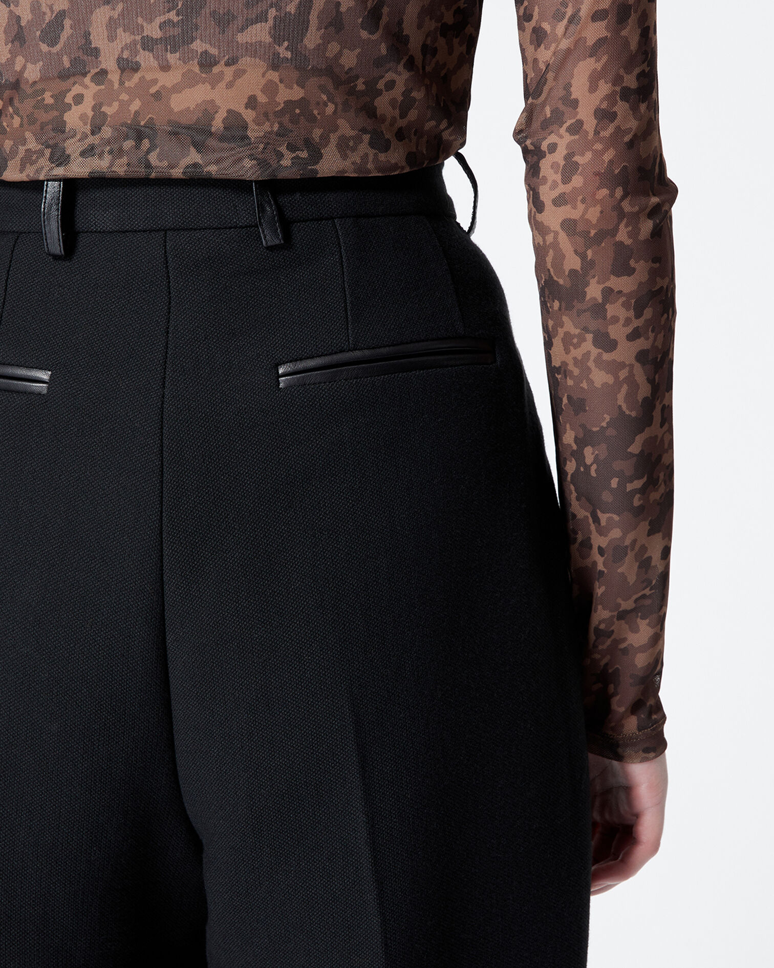 Pantalon ample noir coton à pinces, BLACK, hi-res image number null