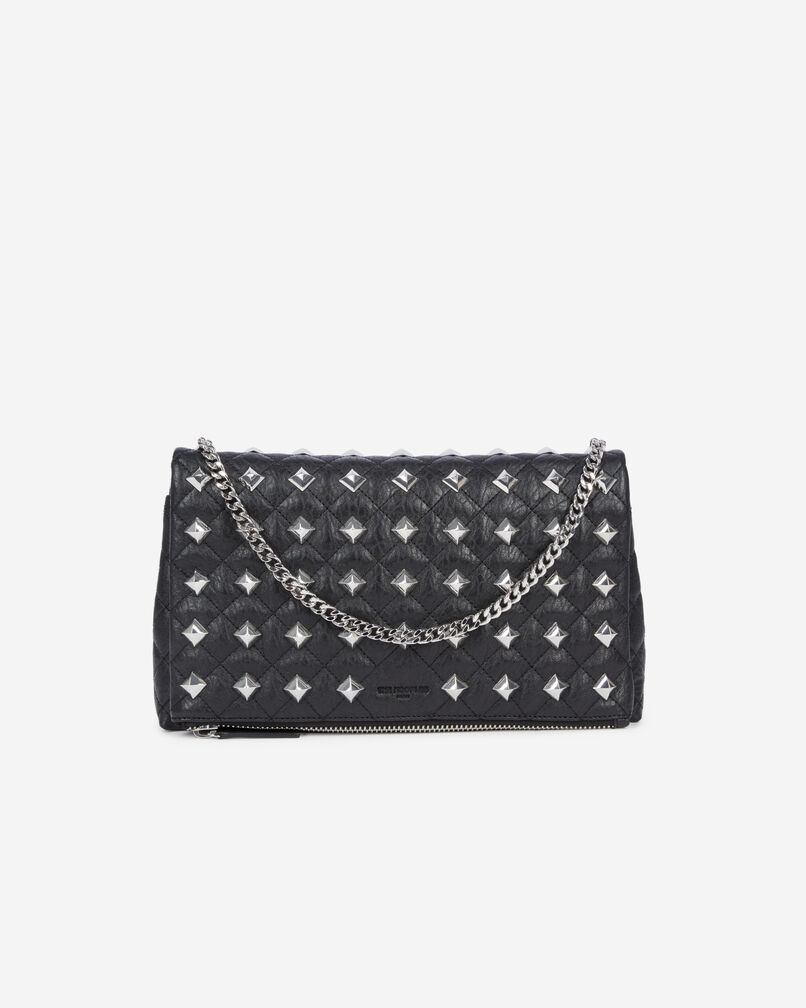 The Kooples WOMEN BLACK heritage medium black leather pouch