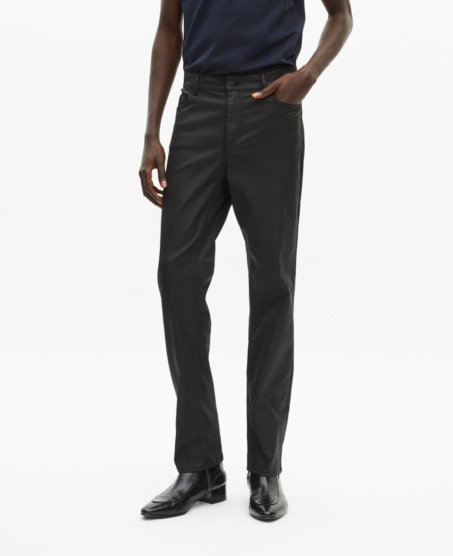 The Kooples MEN BLACK black leather-effect skinny jeans