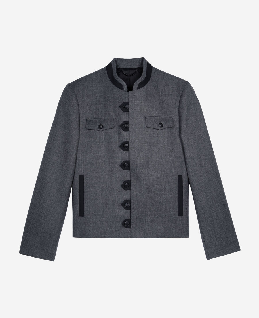 The Kooples MEN DARK GREY officer-style jacket in grey wool
