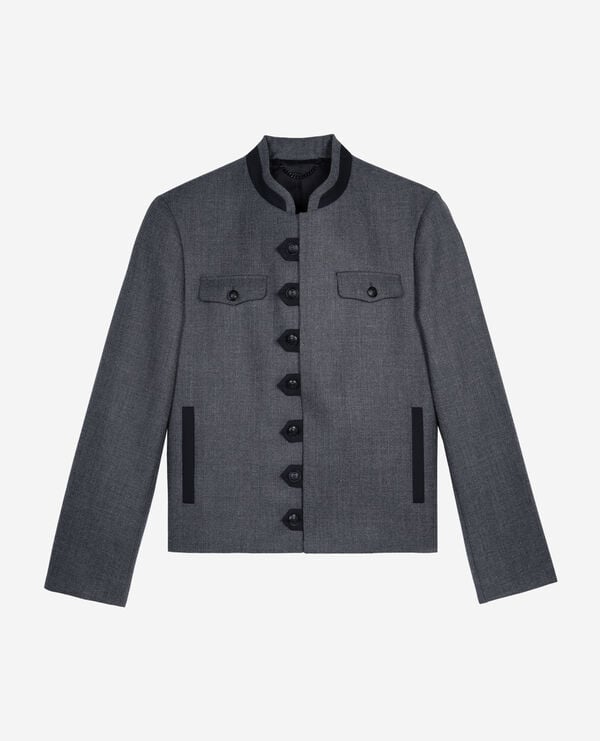 Veste style officier en laine grise