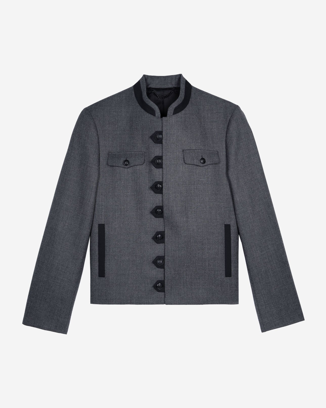 The Kooples HOMME DARK GREY veste style officier en laine grise