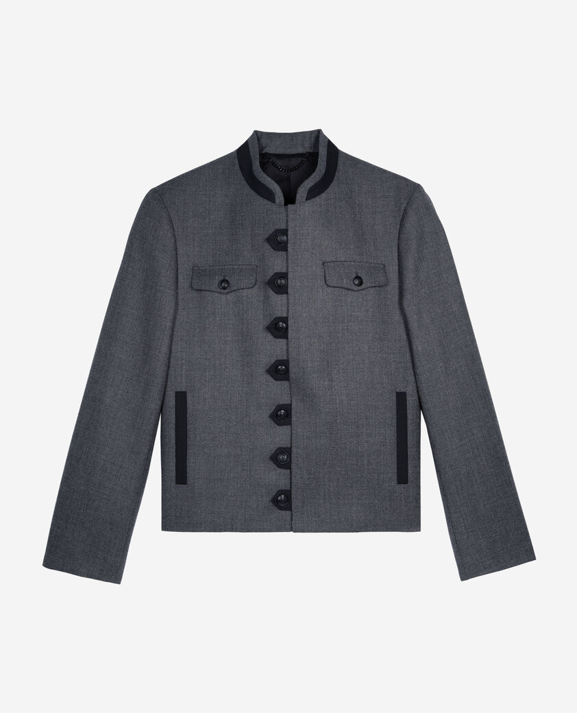 The Kooples HERREN DARK GREY jacke im offiziersstil aus grauer wolle