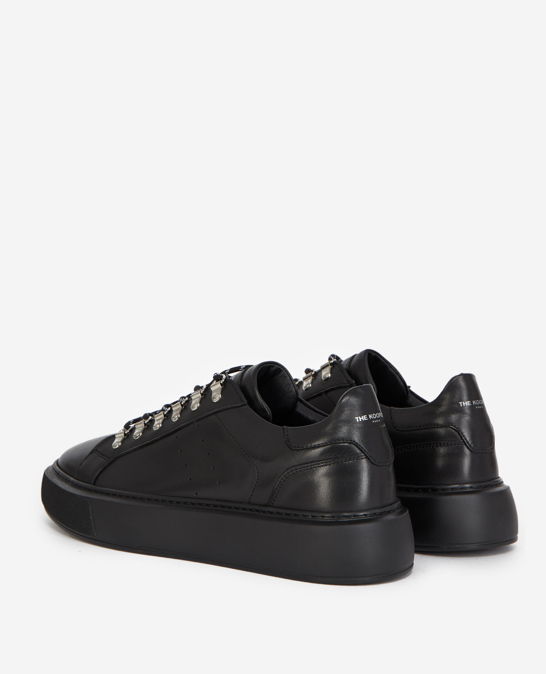 Baskets compens es noires cuir illets The Kooples France