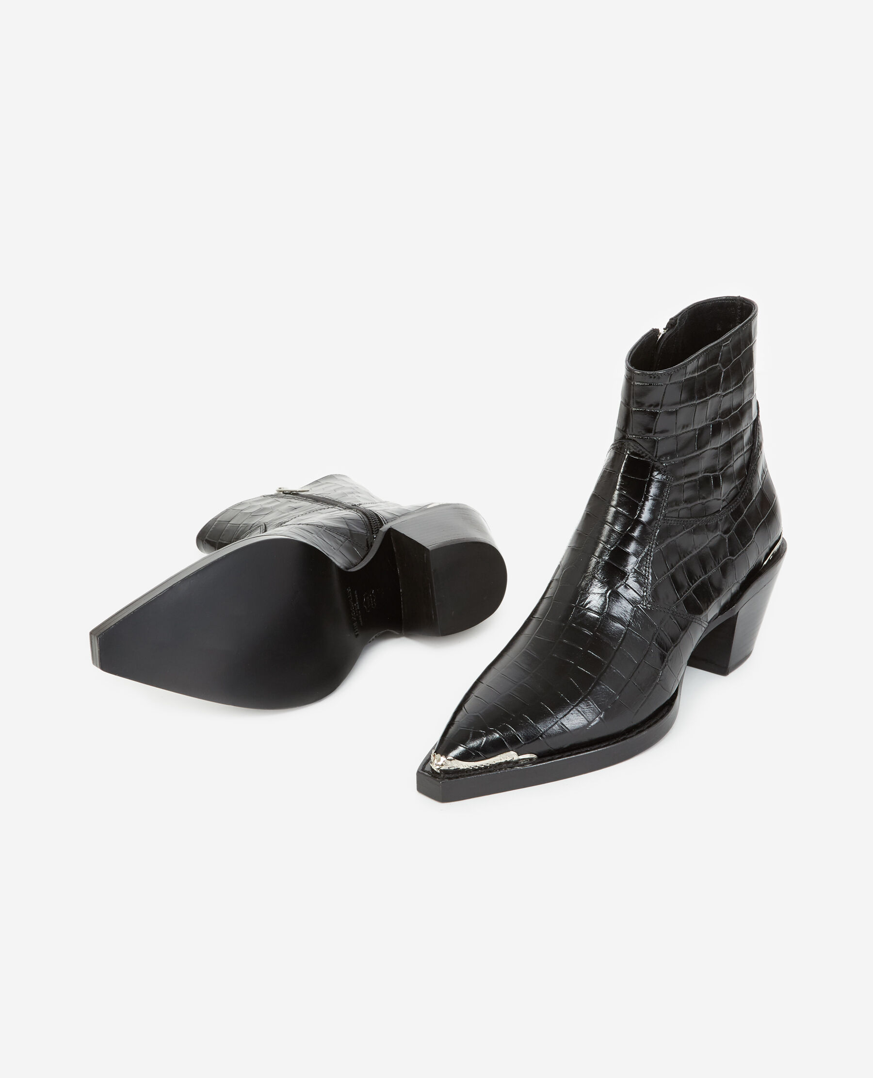 Black ankle boots croc print online