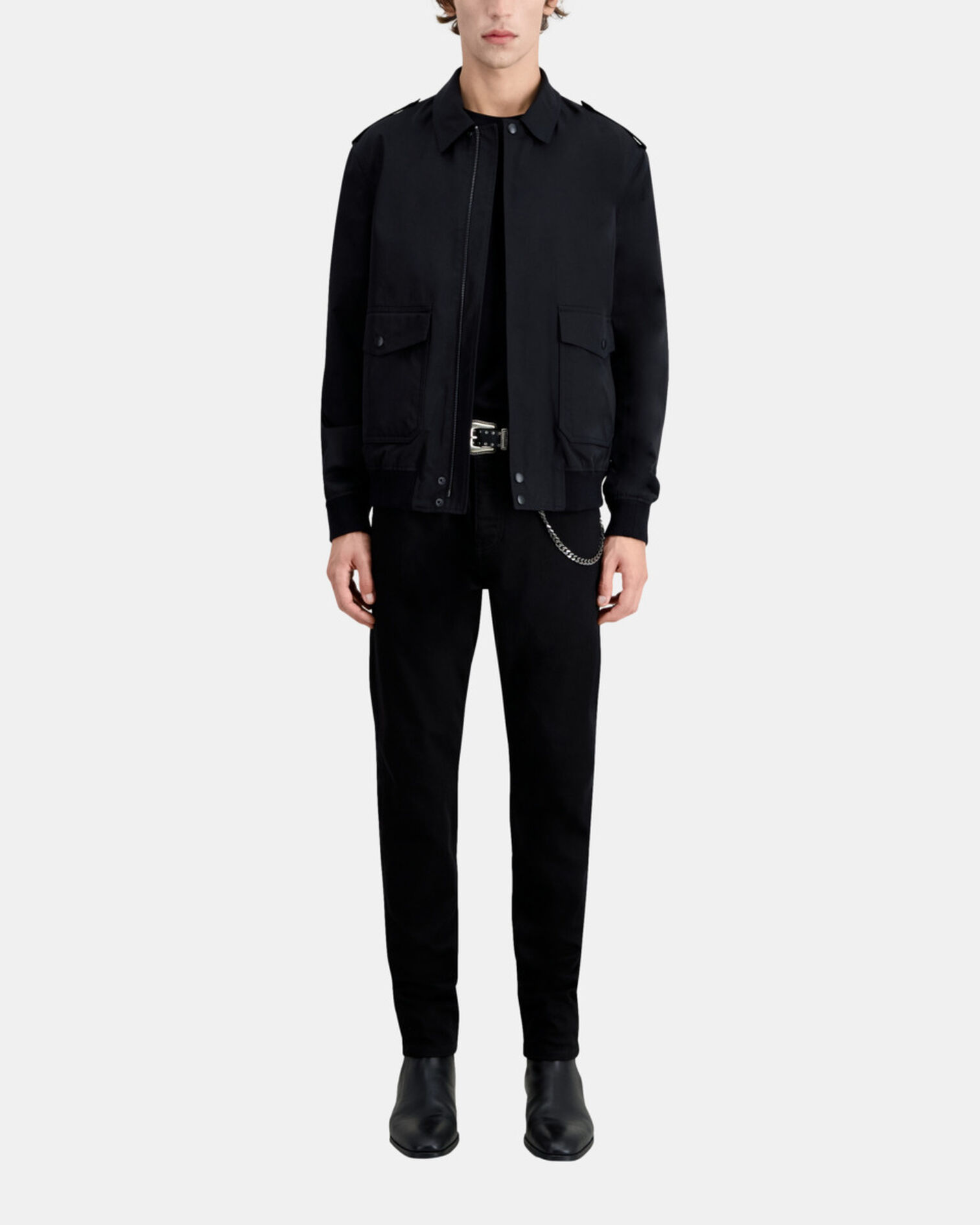Blouson noir en coton, BLACK, hi-res image number null