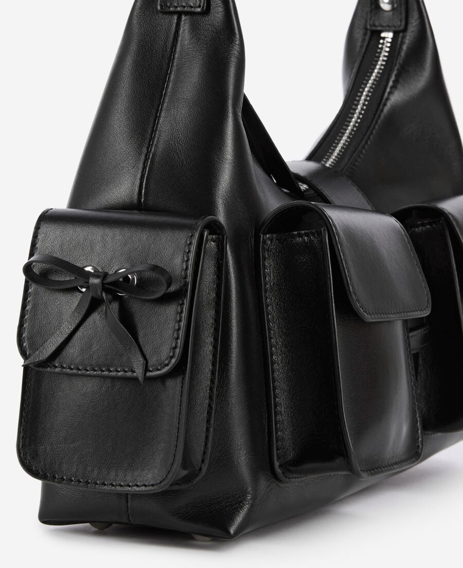 The Kooples WOMEN BLACK black smooth leather amelia bag