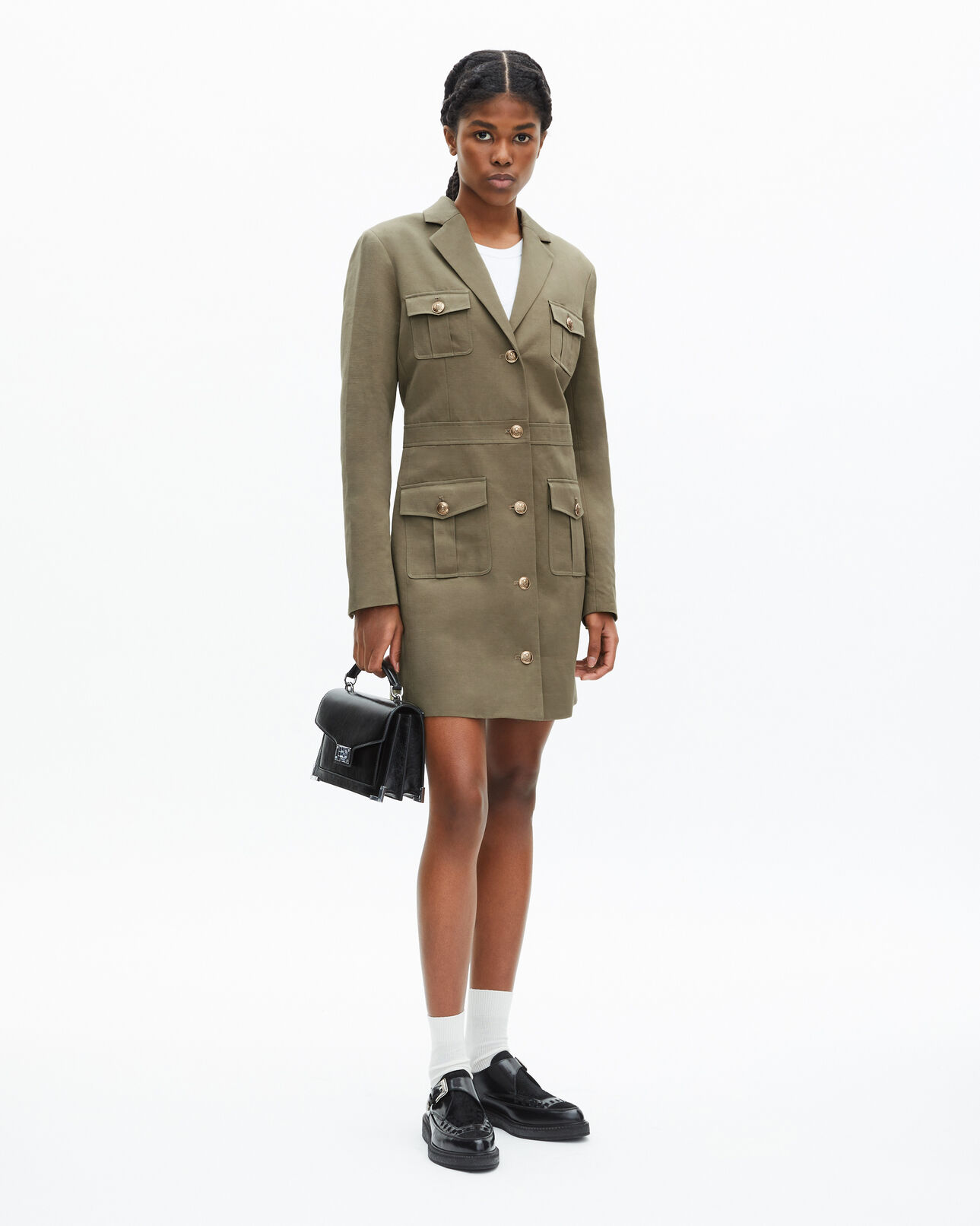 The Kooples WOMEN KAKI officer-style khaki dress