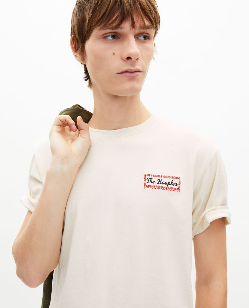 The Kooples MEN LIGHT BEIGE t-shirt with beige via prony screen print