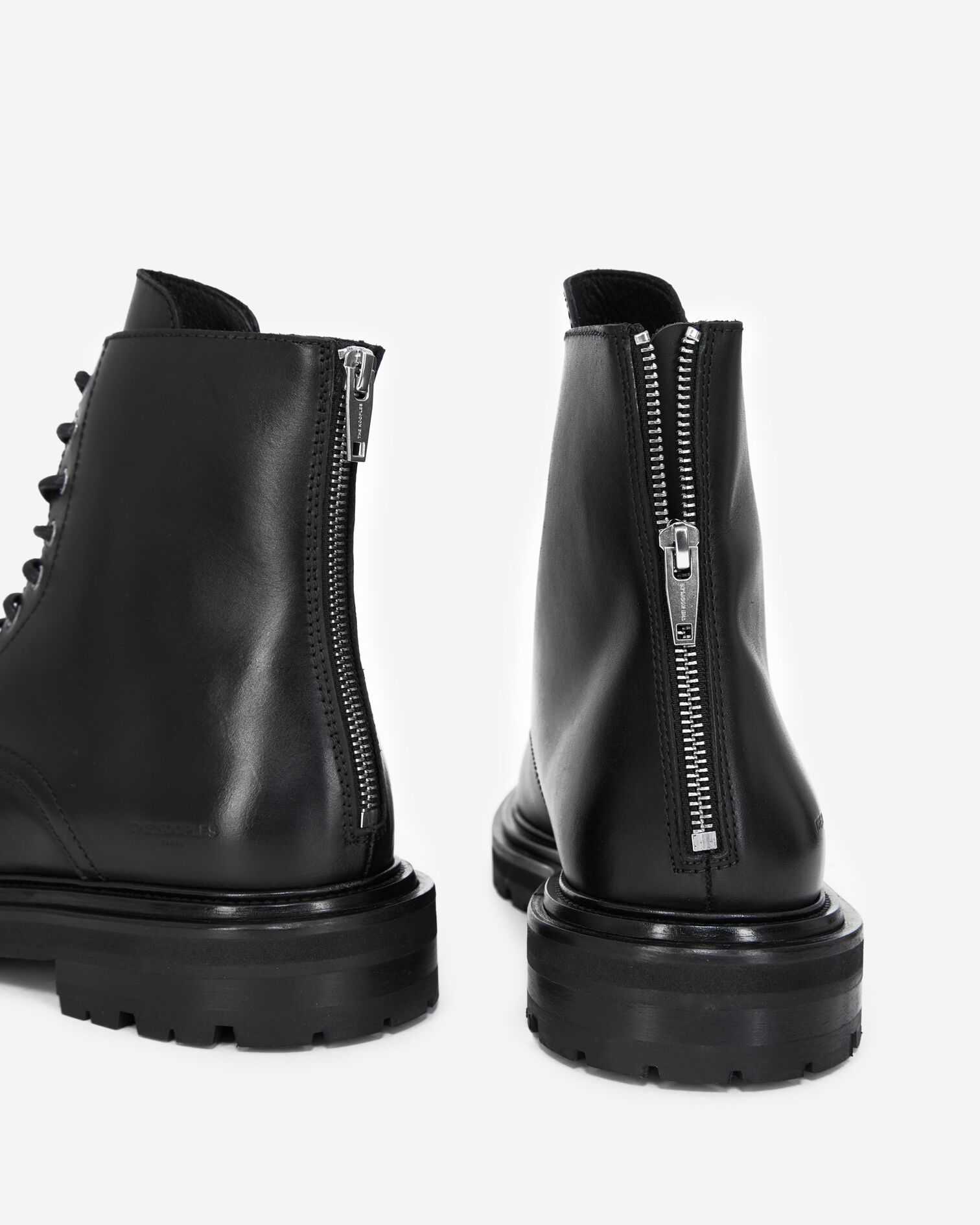 Boots en cuir noir à semelle épaisse, BLACK, hi-res image number null