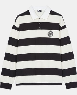 The Kooples MEN BLACK / WHITE long-sleeved black and white striped polo t-shirt