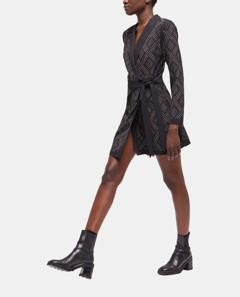 The Kooples FEMME BLACK robe courte portefeuille noire