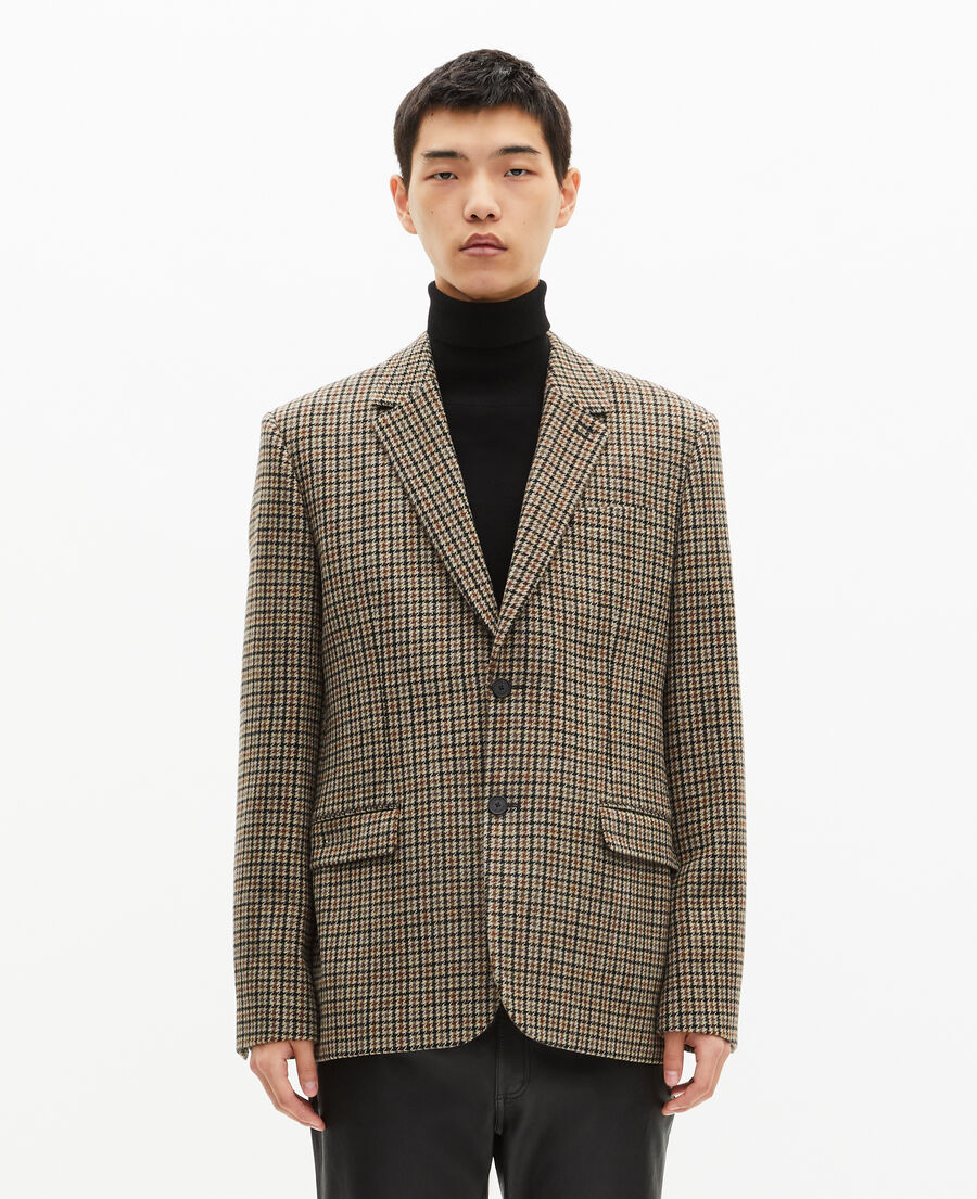 The Kooples HOMBRE FAUVE chaqueta de pata de gallo marrón y negra