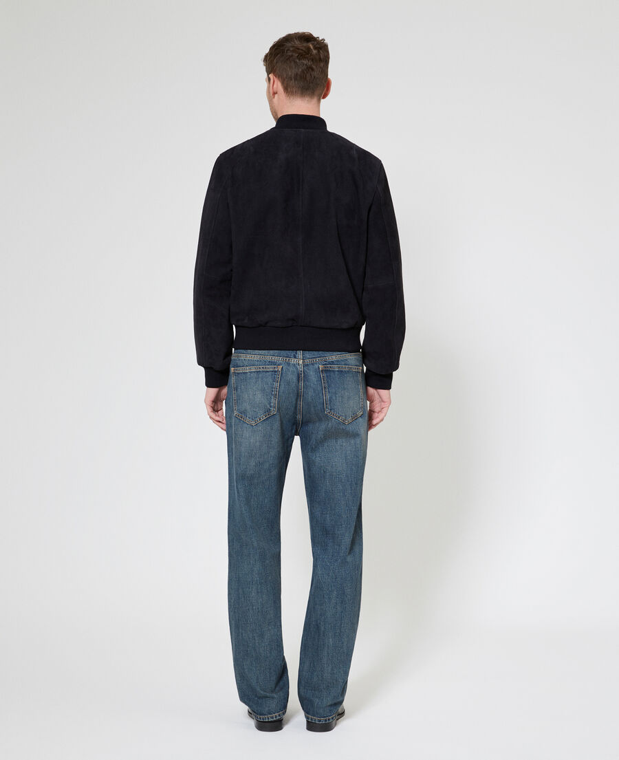 The Kooples HOMME DARK NAVY bombers en su&egrave;de bleu