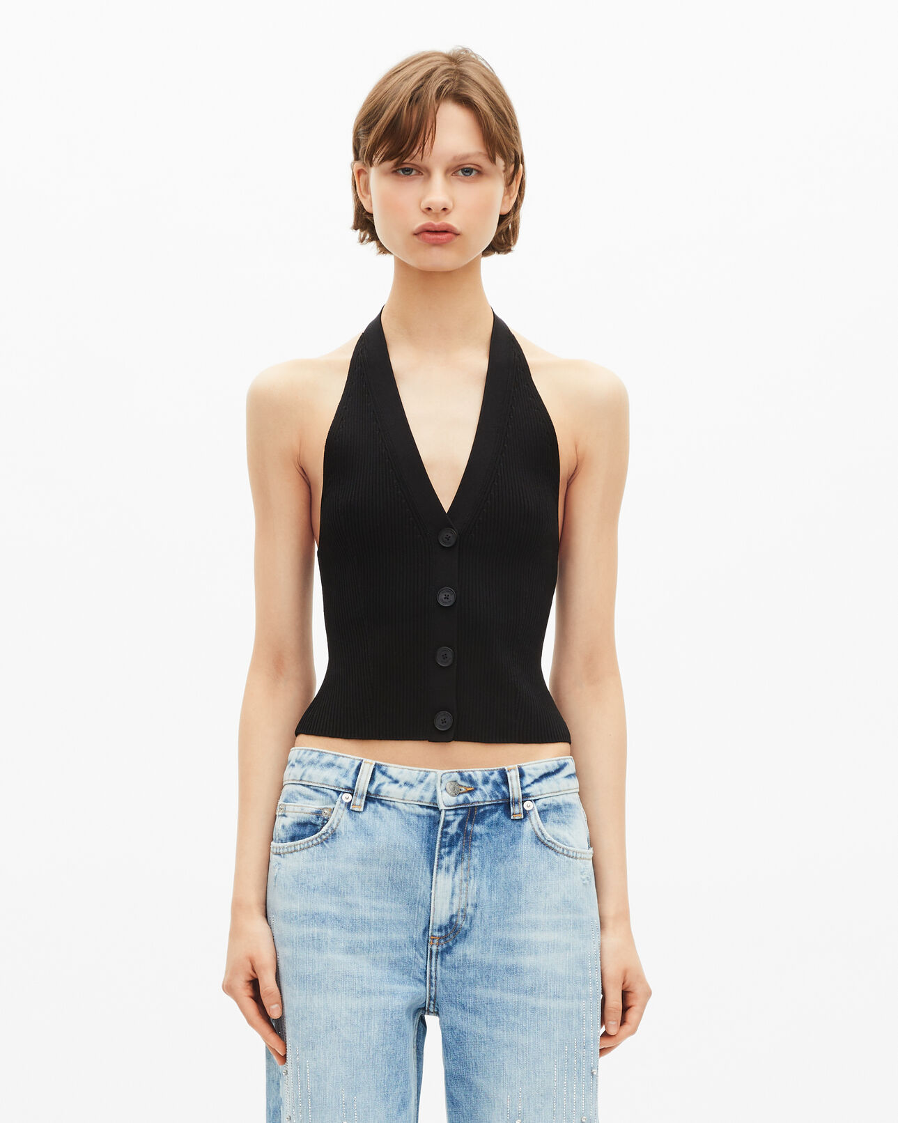The Kooples F BLACK black mesh top