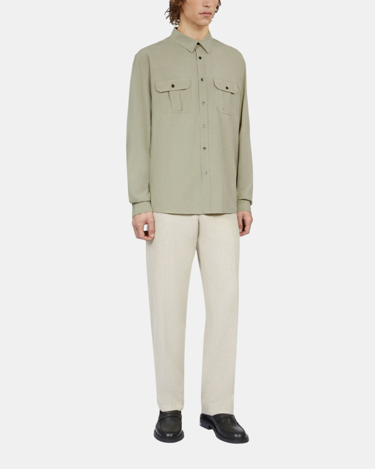 The Kooples HOMME KAKI GREY chemise vert clair