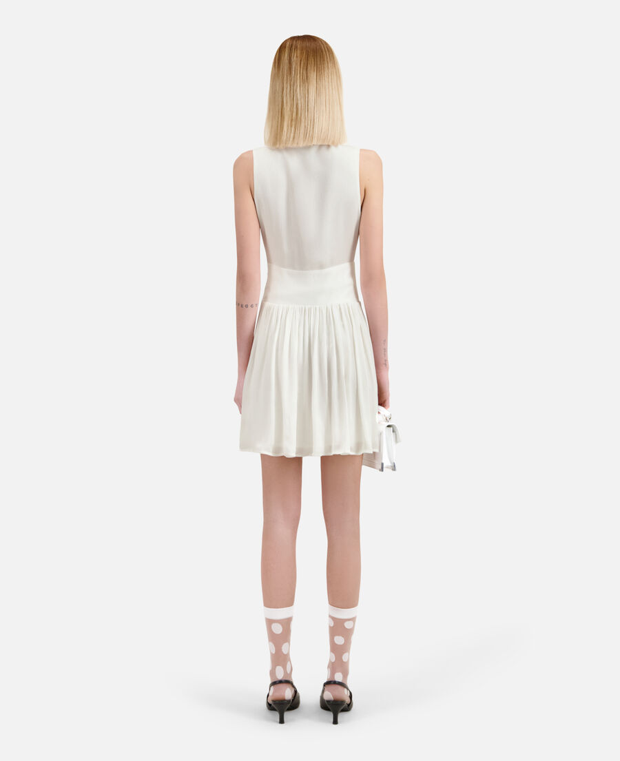 Short white crinkle fabric dress | The Kooples