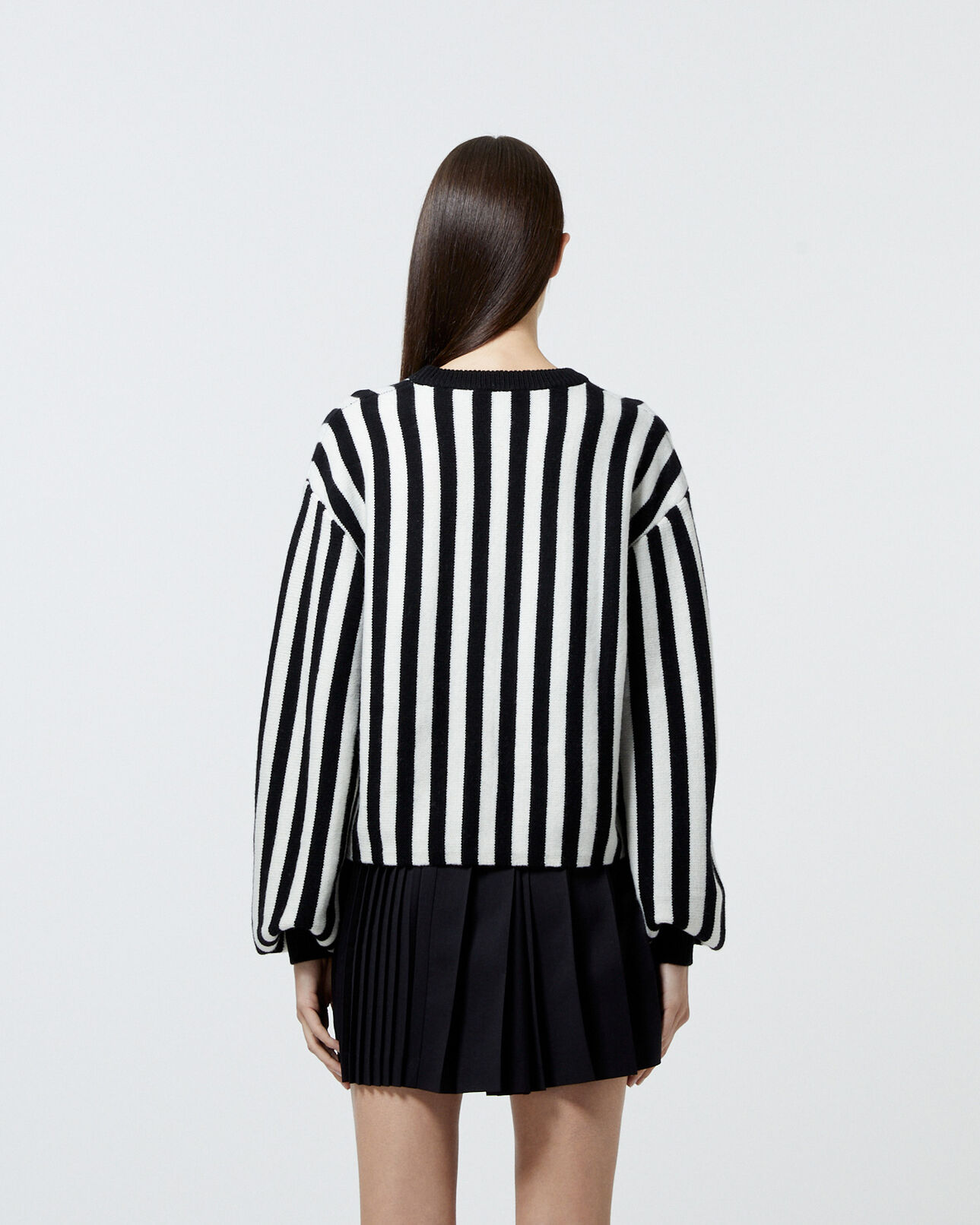 The Kooples FEMME BLACK pull col rond rayures noires