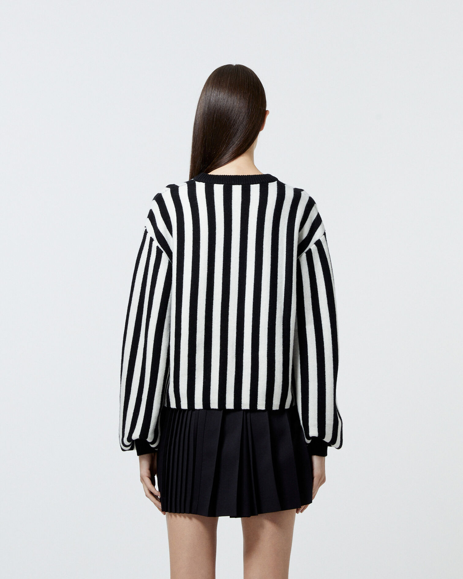 Pull col rond rayures noires, BLACK, hi-res image number null