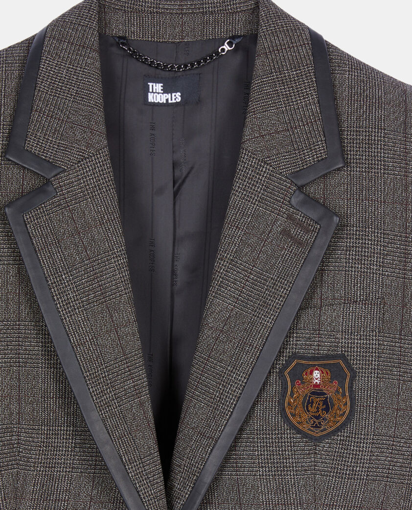 The Kooples F BROWN prince of wales jacket in brown wool