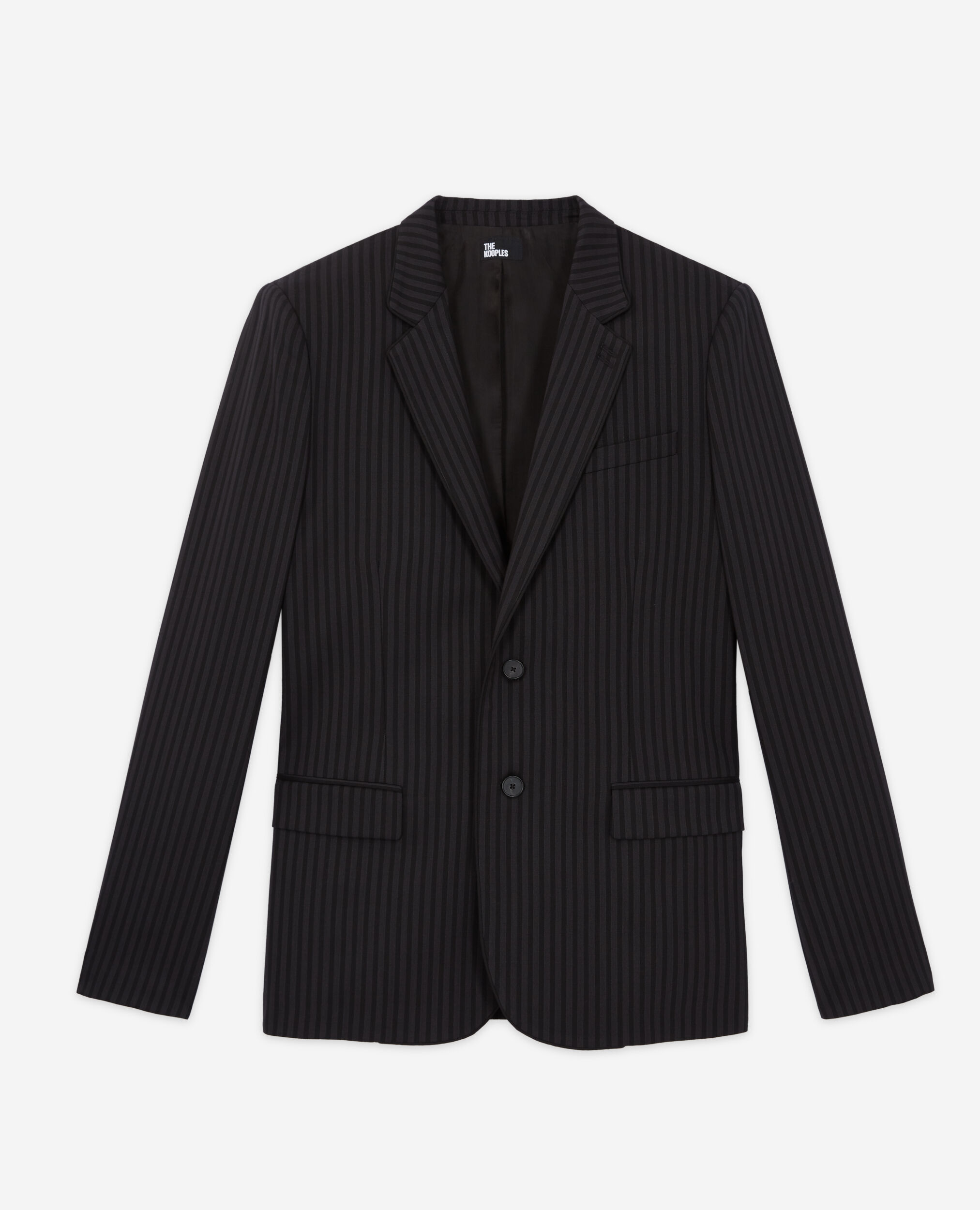 Veste de costume en laine à rayures, BLACK GREY, hi-res image number null