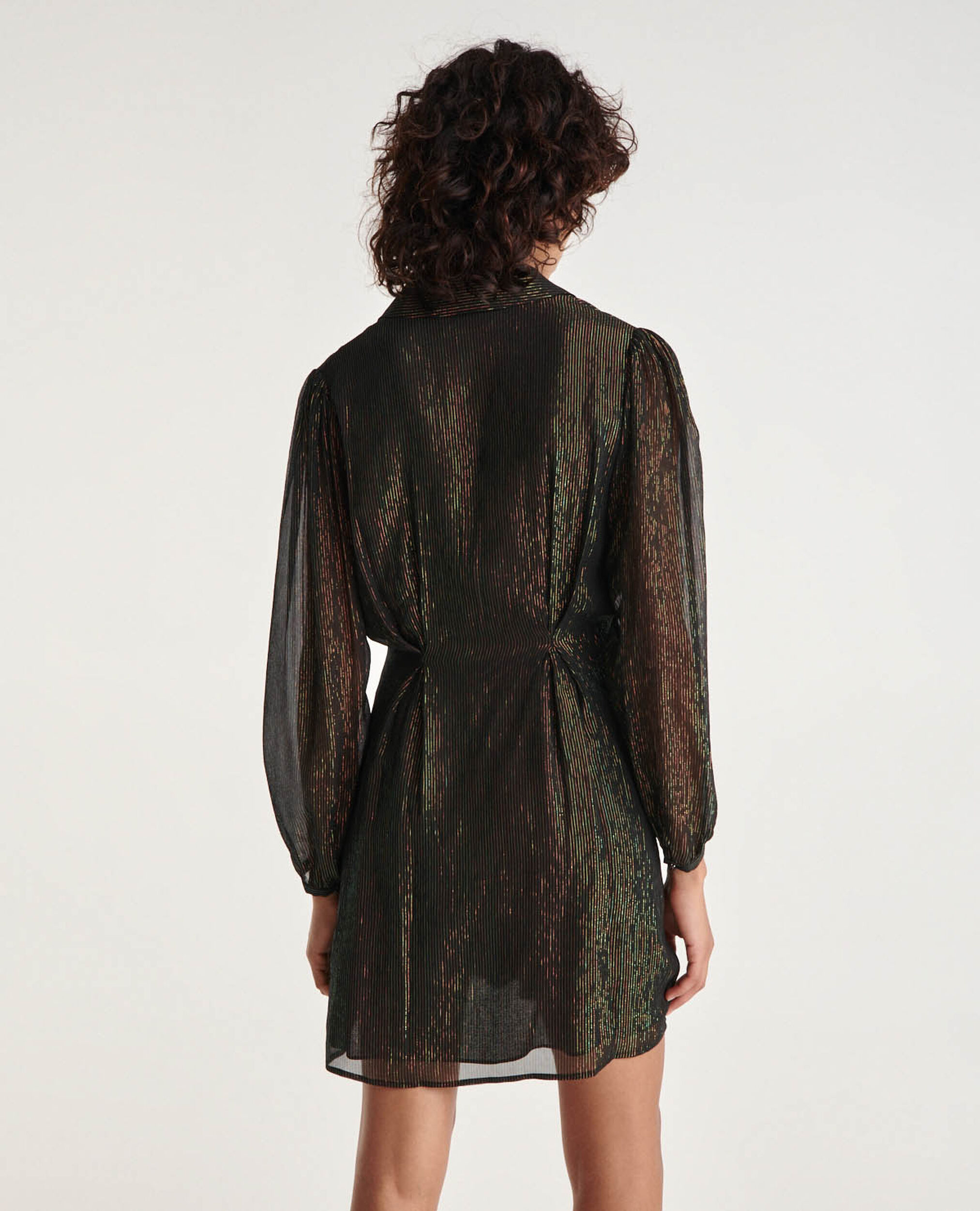 Kurzes Kleid schwarz Streifen grün, BLACK, hi-res image number null