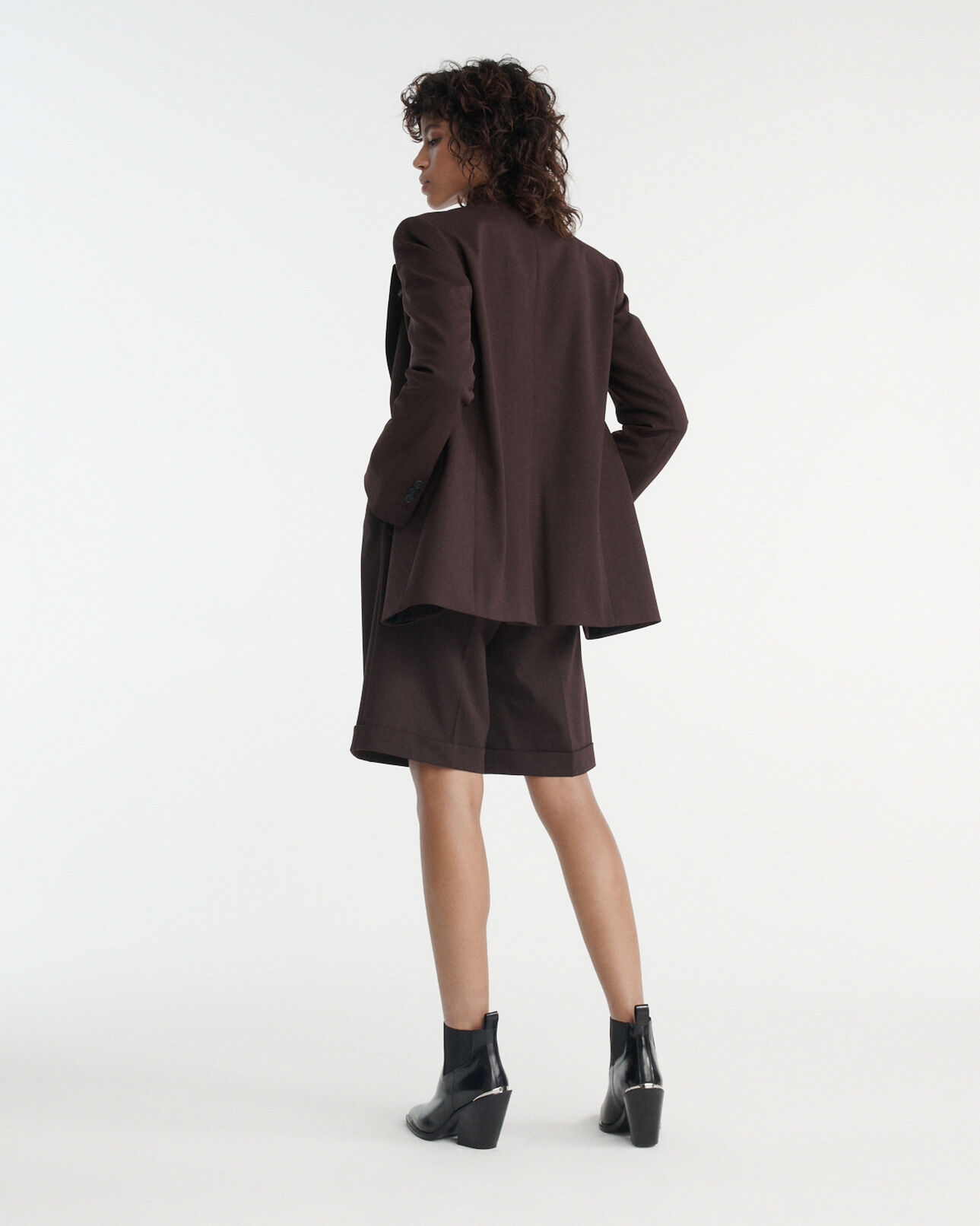 The Kooples FEMME BORDEAUX bermuda costume bordeaux laine à revers
