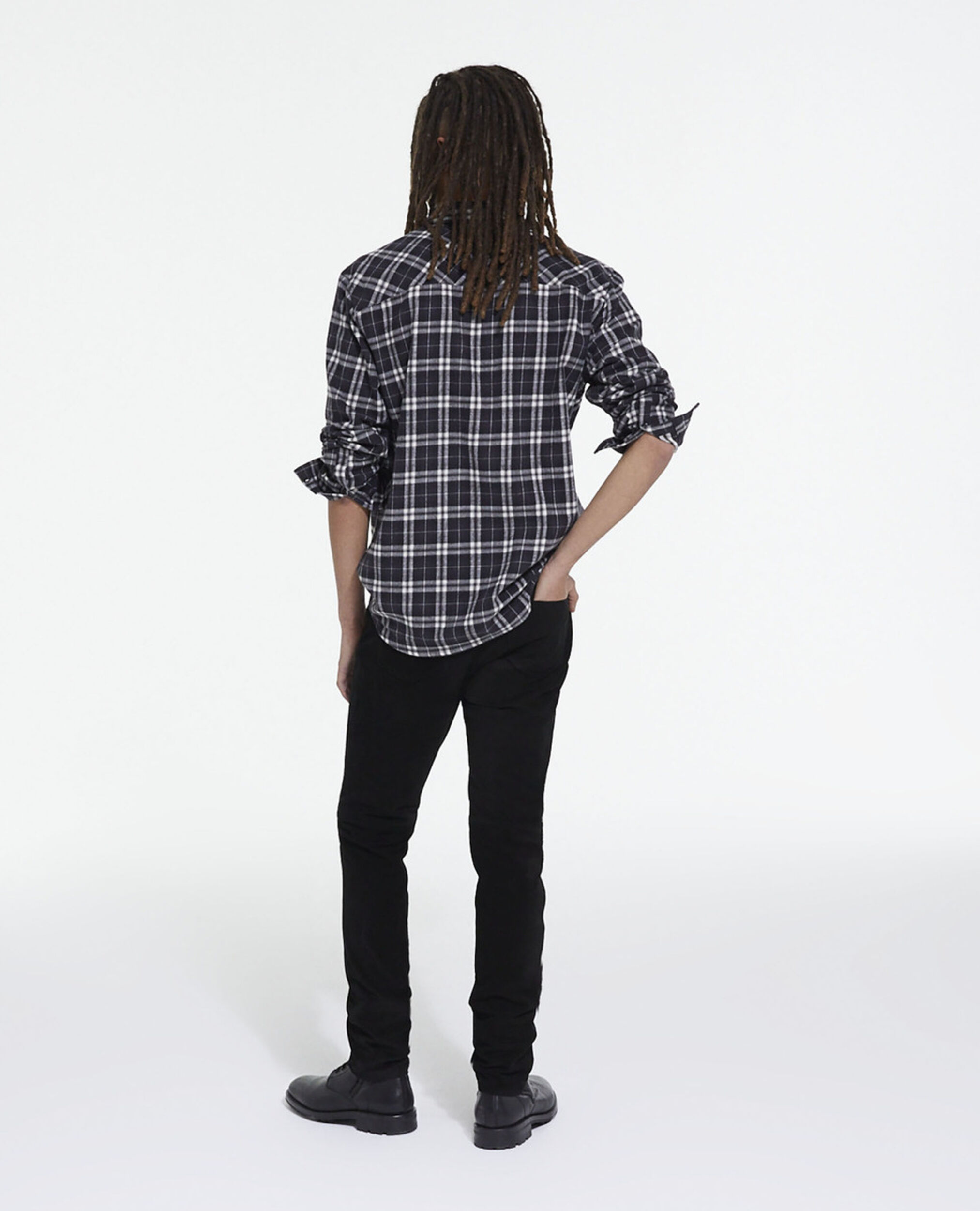 Check classic collar shirt, BLACK, hi-res image number null