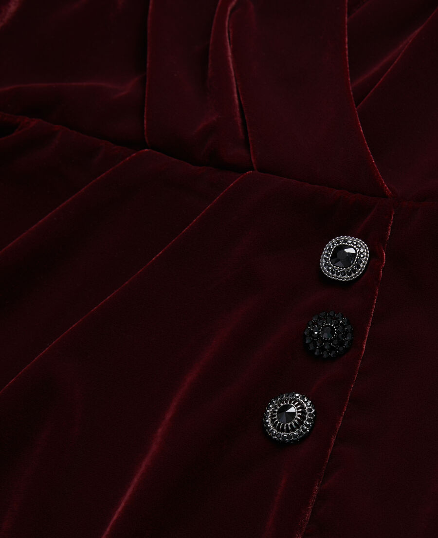 The Kooples DAMEN BURGUNDY bordeauxrotes, kurzes kleid aus samt