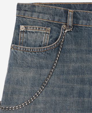 The Kooples HOMME MEDIUM BLUE short en denim avec cha&icirc;ne bleu