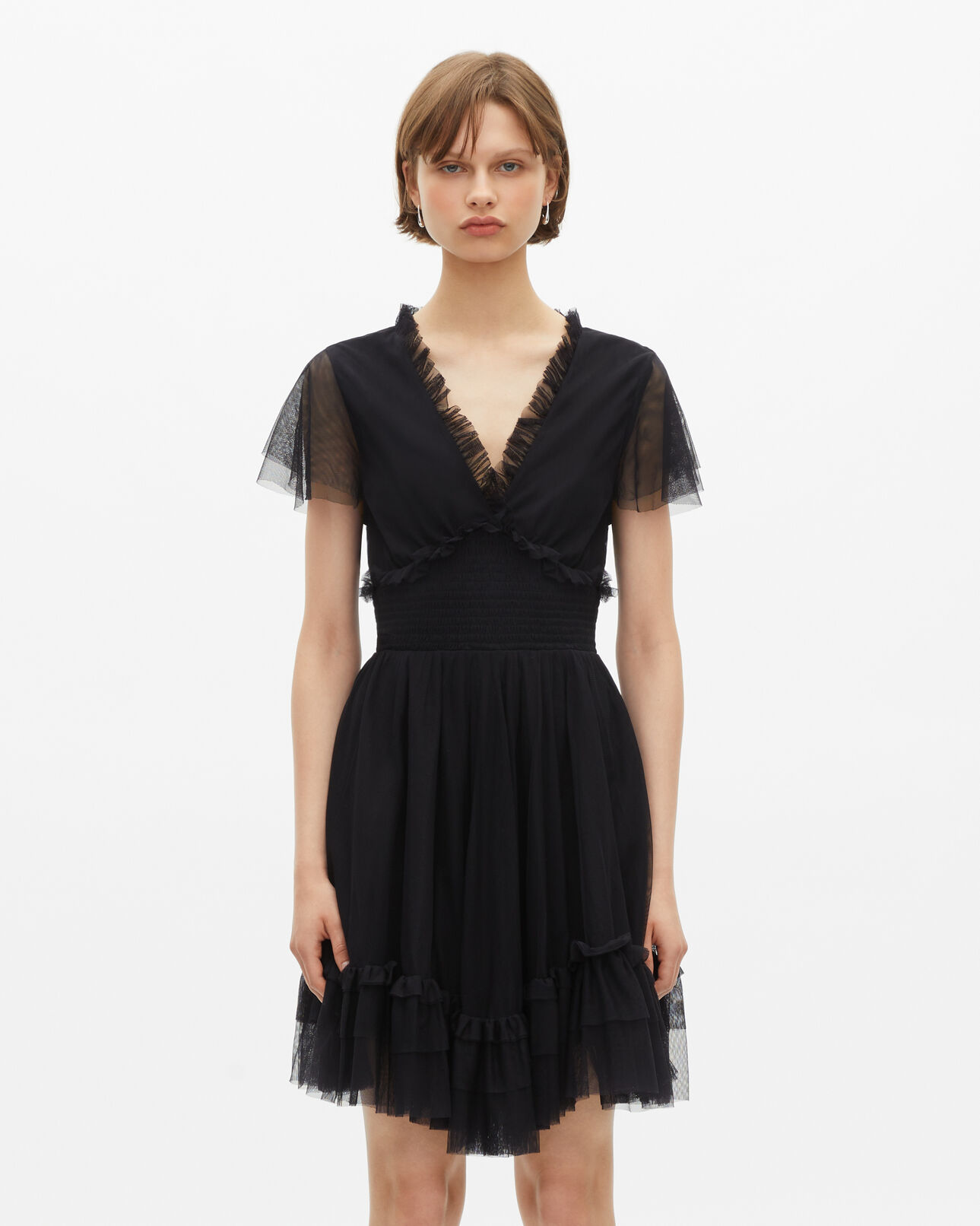 The Kooples WOMEN BLACK short black tulle dress