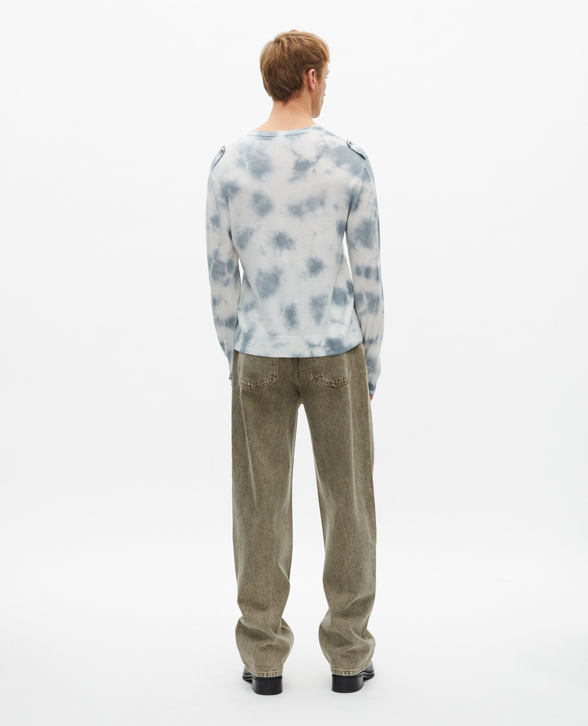 Blue tie and dye merino wool sweater, LIGHT BLUE/WHITE, hi-res image number null