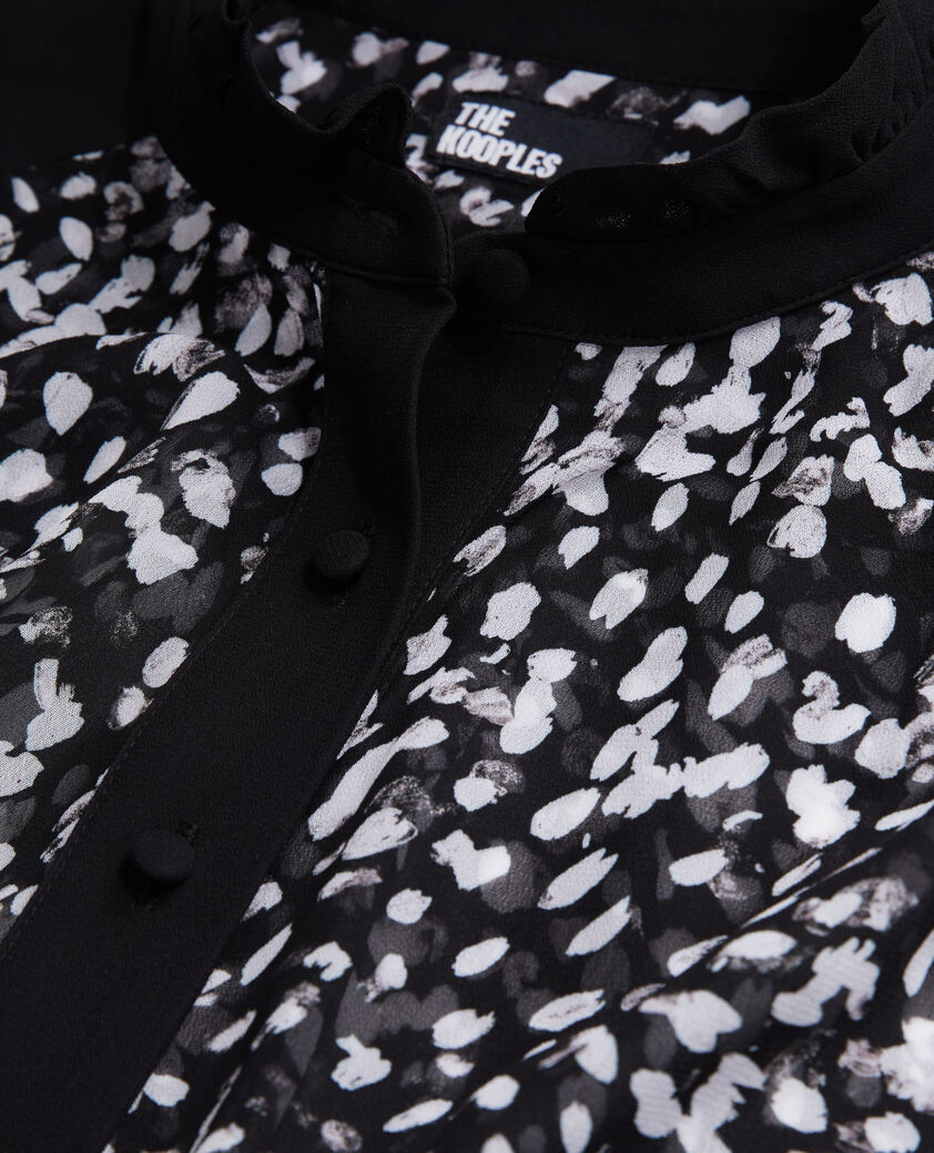 The Kooples FEMME BLACK WHITE top imprimé avec détails contrastés