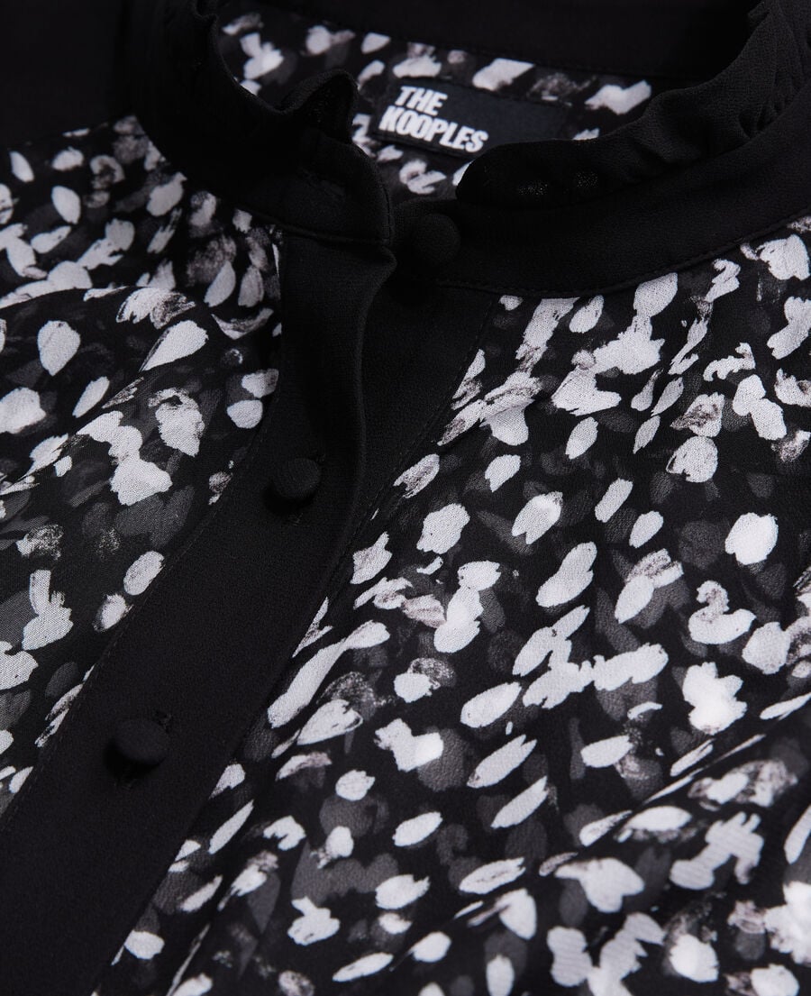 The Kooples FEMME BLACK WHITE top imprimé avec détails contrastés