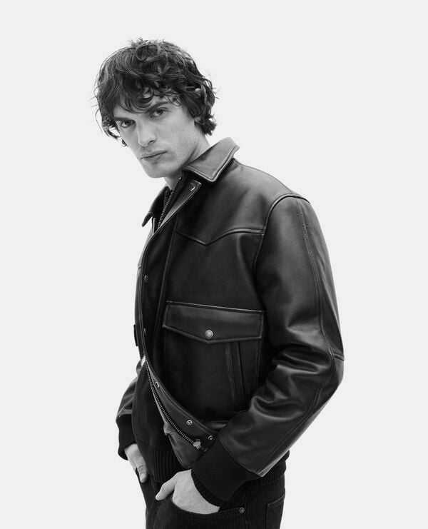 The Kooples MEN DARK BROWN brown leather jacket