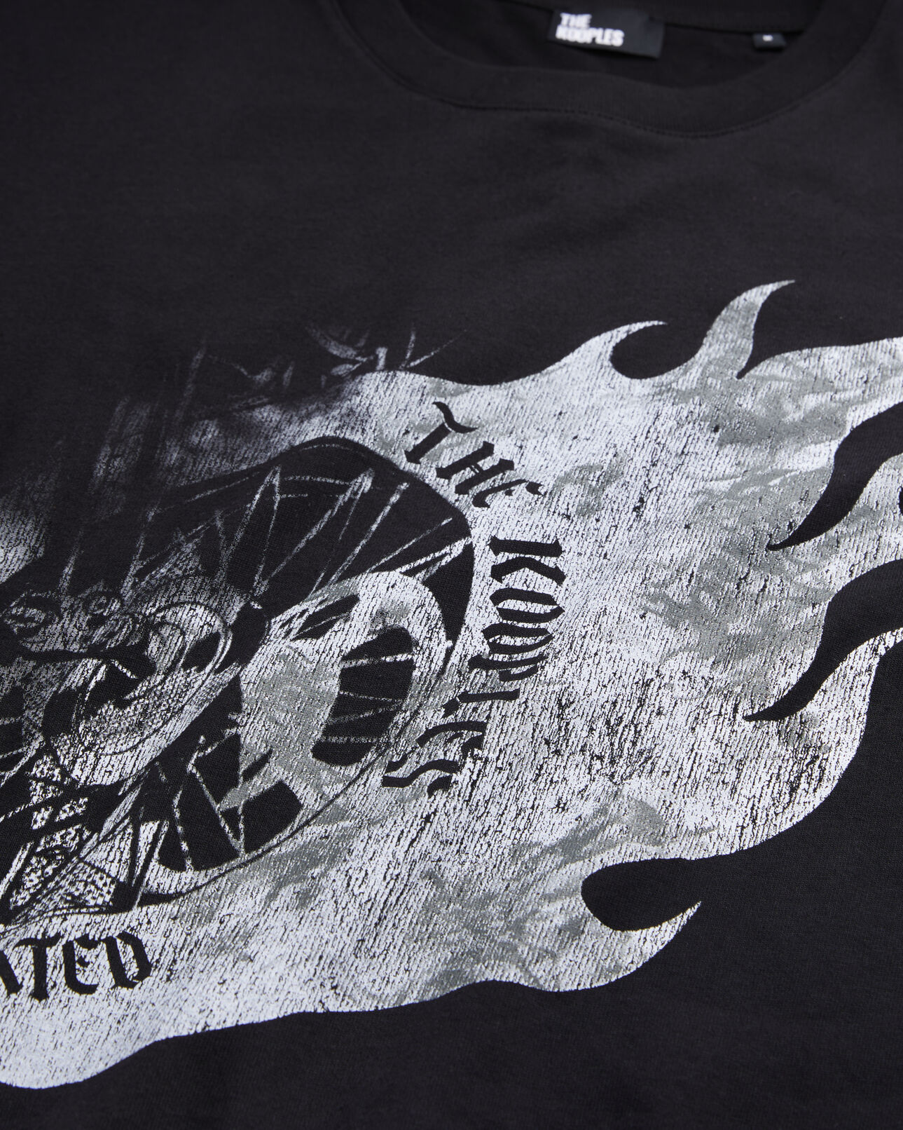 The Kooples HOMME BLACK t-shirt homme noir avec sérigraphie flaming wheel