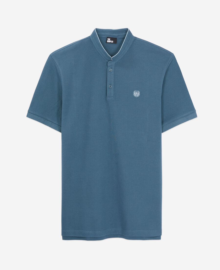 polo bleu profond en coton