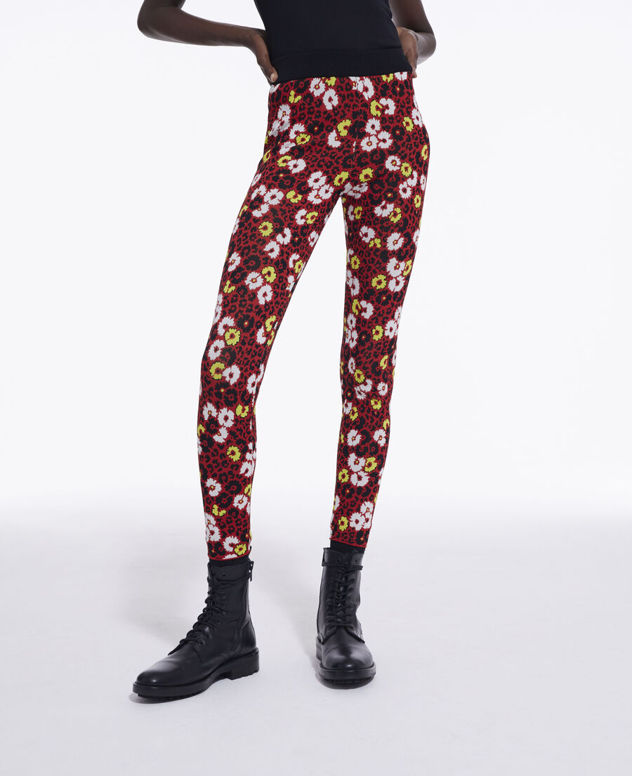 The Kooples FEMME DARK RED legging imprim&eacute; fleuri