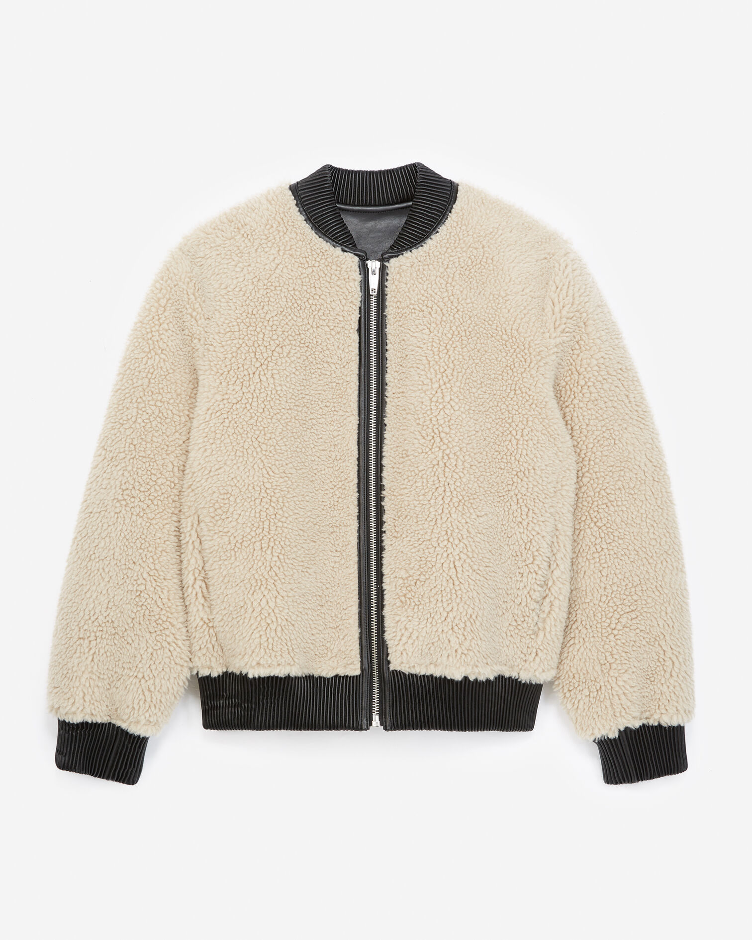 Blouson fausse fourrure bouclée écrue, ECRU, hi-res image number null