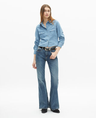 The Kooples WOMEN BLACK black leather gold western buckle belt
