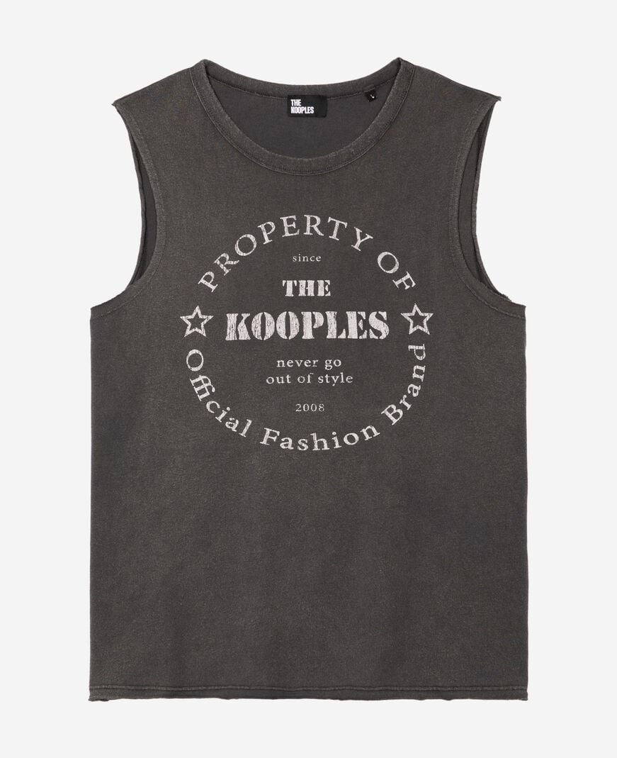 The Kooples FEMME BLACK WASHED débardeur avec sérigraphie noir délavé