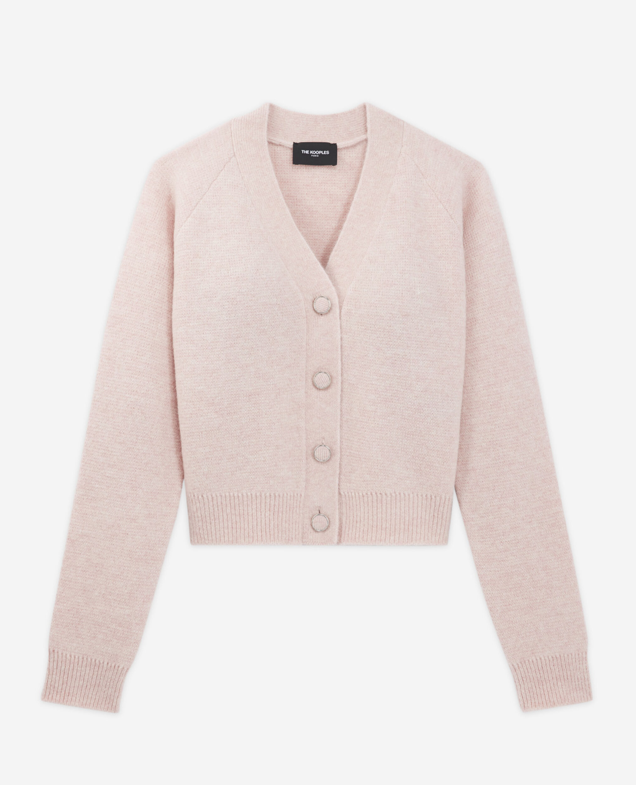 Cárdigan corto rosa de lana con bolsillos, PINK, hi-res image number null