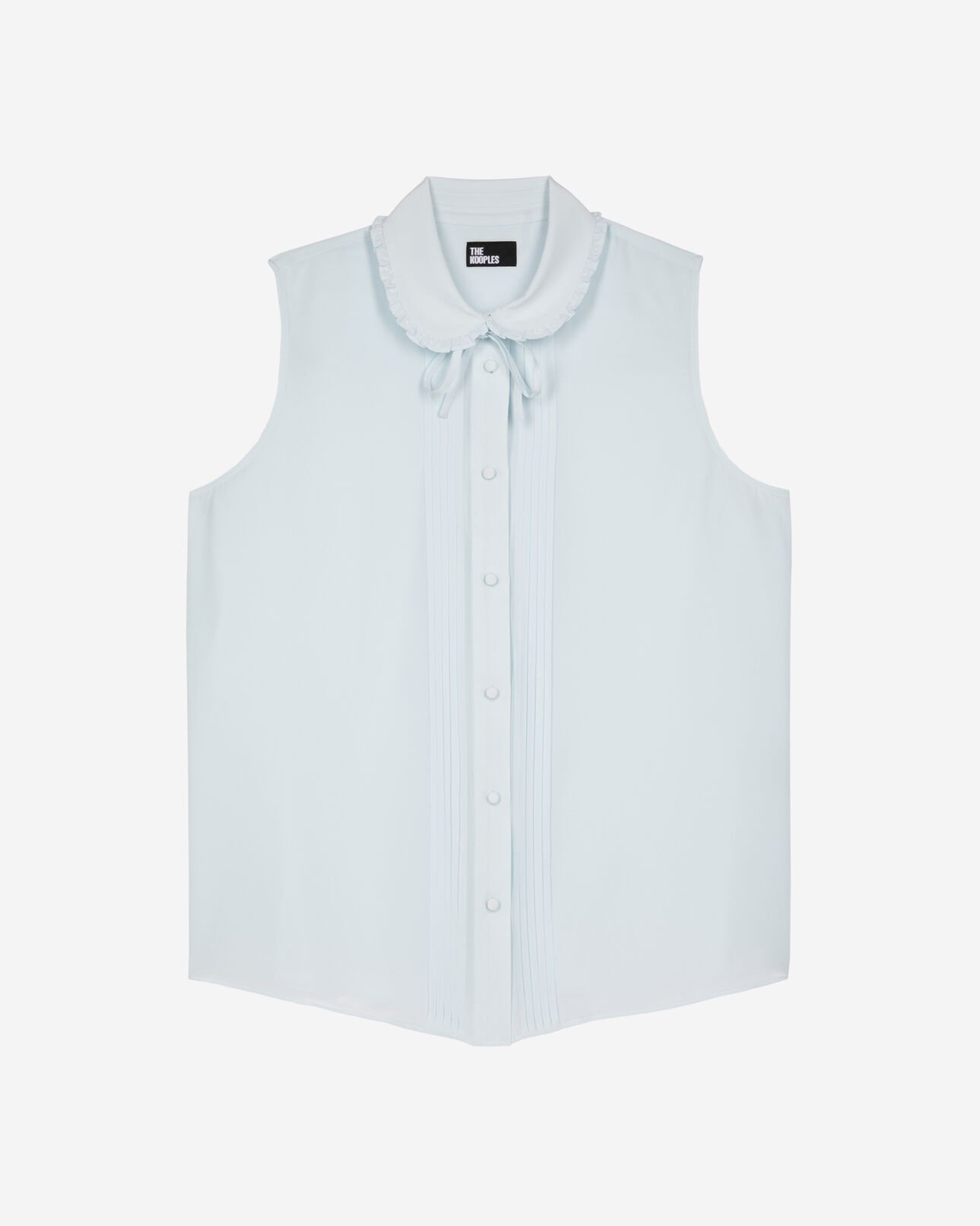 The Kooples FEMME BABY BLUE chemise sans manches en soie bleu clair