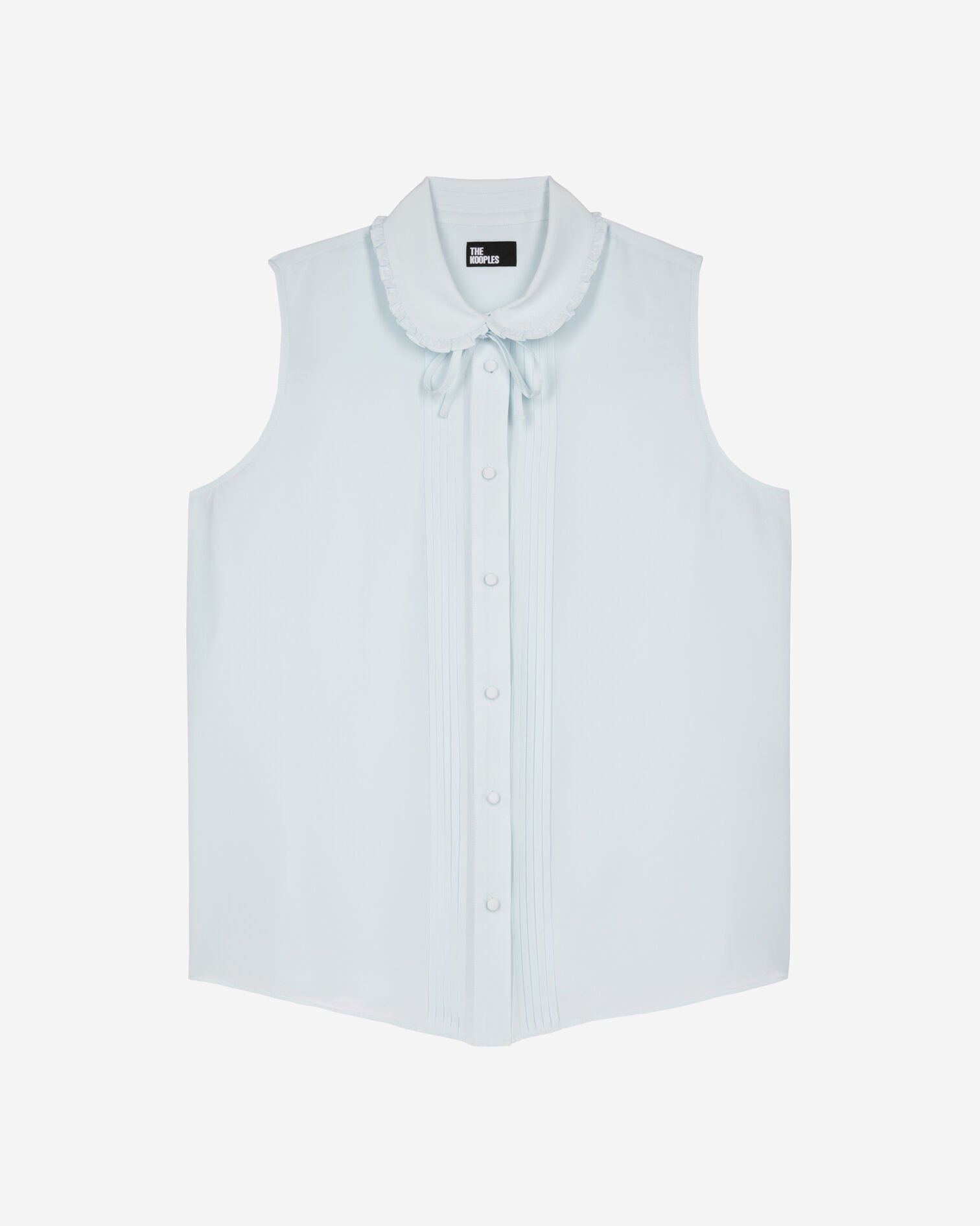 Chemise sans manches en soie bleu clair, BABY BLUE, hi-res image number null