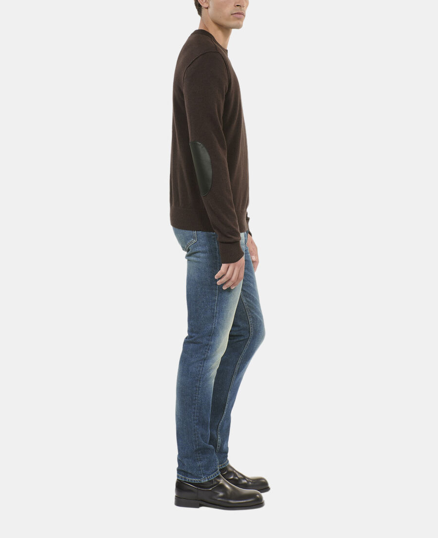 The Kooples MEN DARK BROWN brown wool sweater