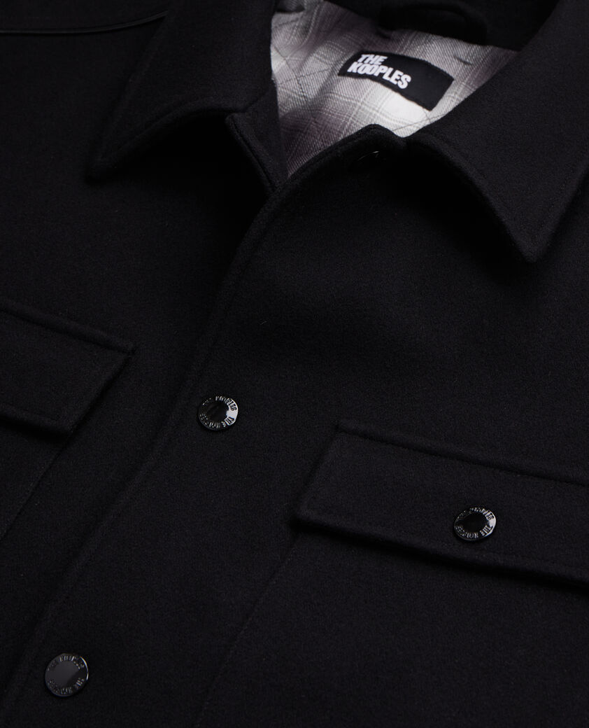 The Kooples HOMME BLACK blouson type surchemise noir en laine mélangée